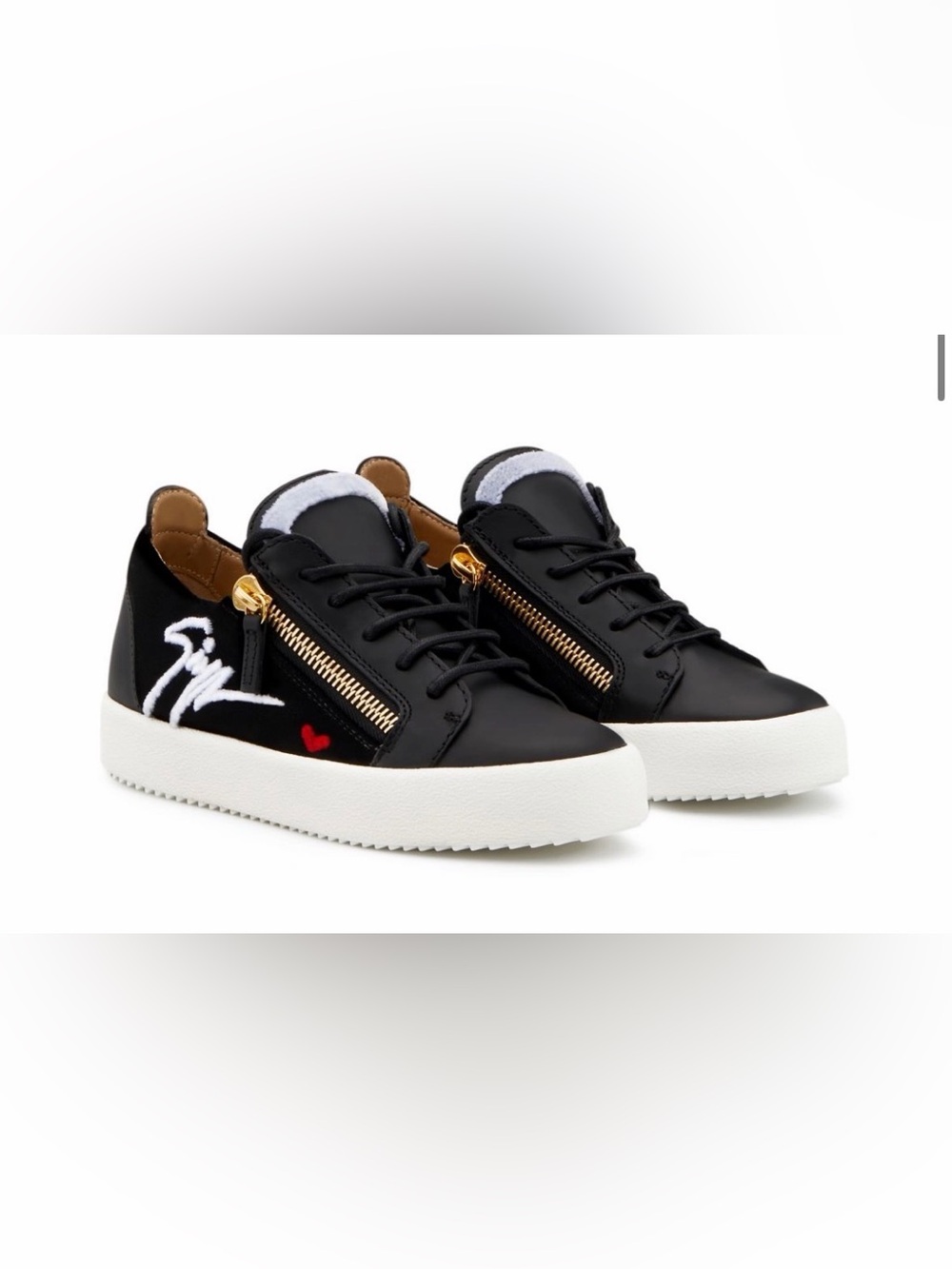 Giuseppe Zanotti Gail Signature Velvet and Leather Black Low Tops  Size 37.5